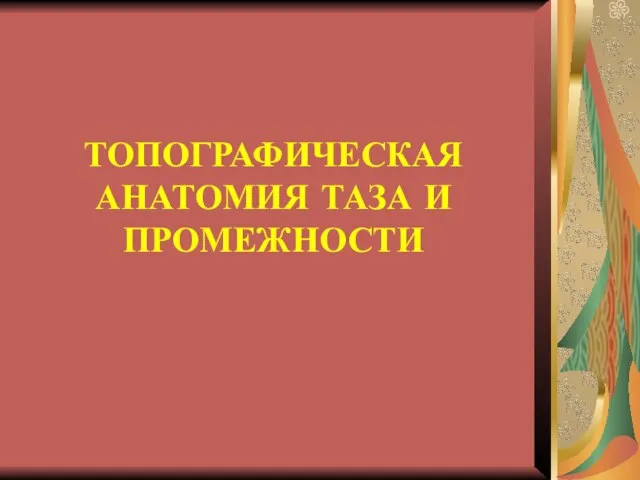 ТОПОГРАФИЧЕСКАЯ АНАТОМИЯ ТАЗА И ПРОМЕЖНОСТИ