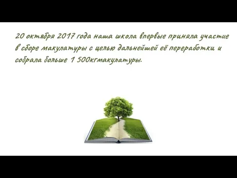 20 октября 2017 года наша школа впервые приняла участие в сборе макулатуры