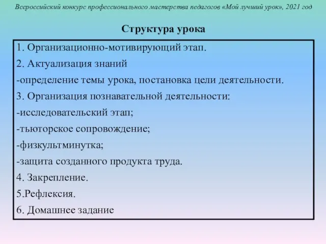 Структура урока 1. Организационно-мотивирующий этап. 2. Актуализация знаний -определение темы урока, постановка