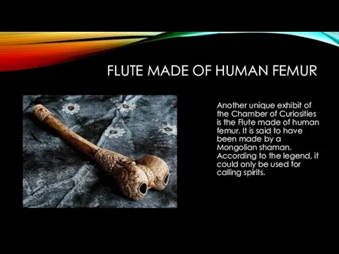 FLUTE MADE OF HUMAN FEMUR Another unique exhibit of the Chamber of