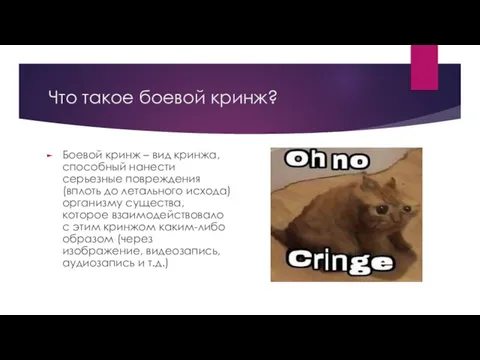 Что такое боевой кринж? Боевой кринж – вид кринжа, способный нанести серьезные