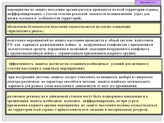 мероприятия по защите населения организуются и проводятся на всей территории страны, дифференцированно,