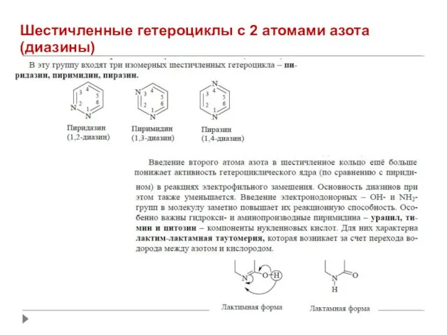 Шестичленные гетероциклы с 2 атомами азота (диазины)