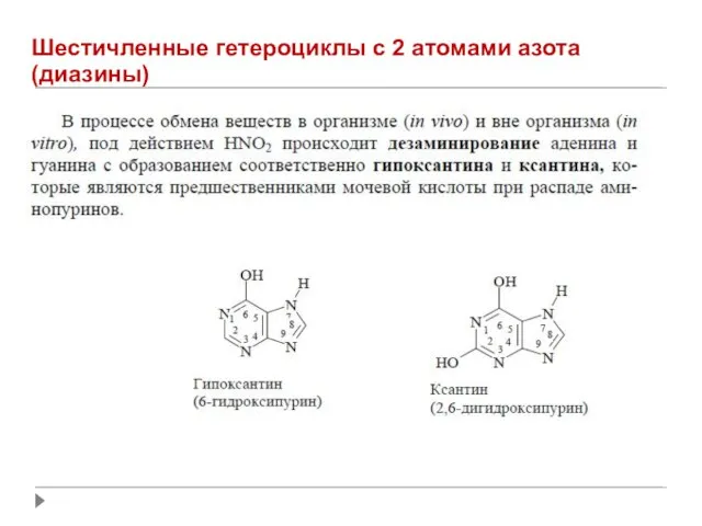 Шестичленные гетероциклы с 2 атомами азота (диазины)