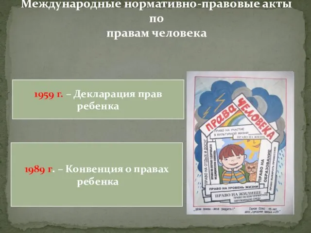 Международные нормативно-правовые акты по правам человека 1959 г. – Декларация прав ребенка