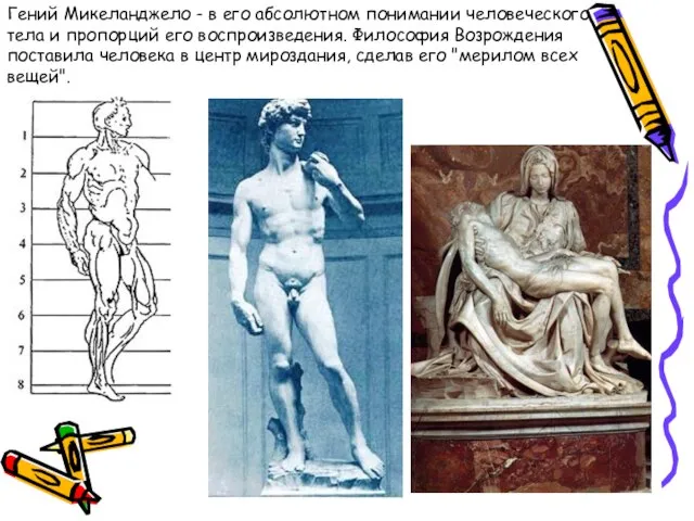 Гений Микеланджело - в его абсолютном понимании человеческого тела и пропорций его