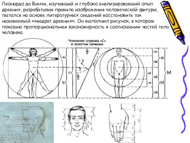 Леонардо да Винчи, изучавший и глубоко анализировавший опыт древних, разрабатывая правила изображения