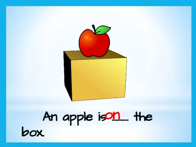 An apple is ……… the box. on