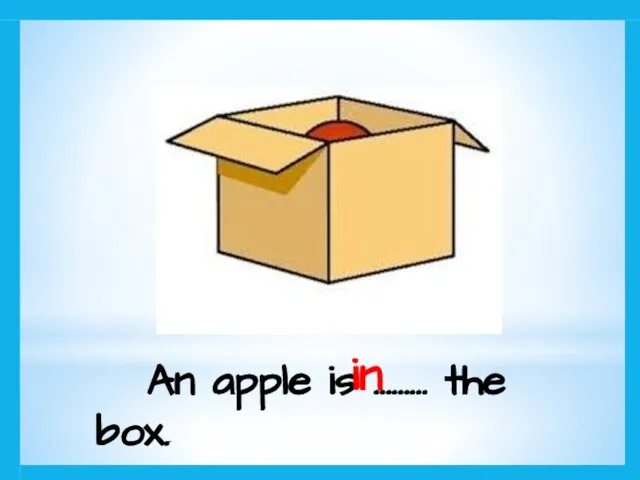 An apple is ……… the box. in