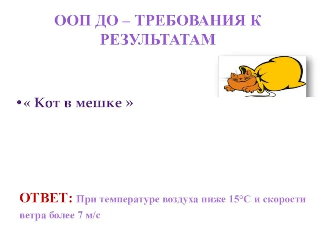 ООП ДО – ТРЕБОВАНИЯ К РЕЗУЛЬТАТАМ « Кот в мешке » 3.В