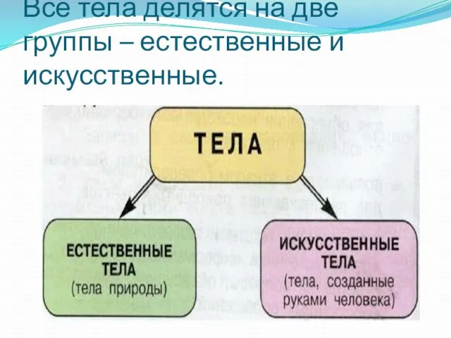 Все тела делятся на две группы – естественные и искусственные.