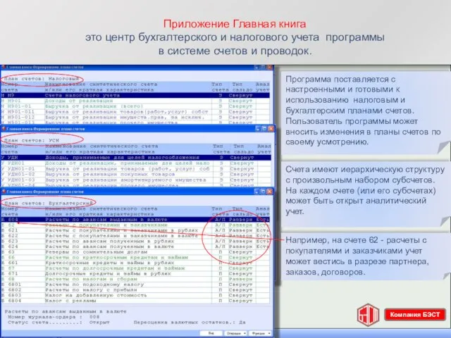 Программа поставляется с настроенными и готовыми к использованию налоговым и бухгалтерским планами