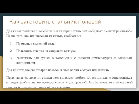 Как заготовить стальник полевой Для использования в лечебных целях корни стальника собирают