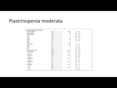 Piastrinopenia moderata