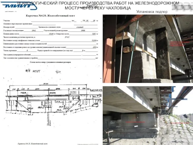 ТЕХНОЛОГИЧЕСКИЙ ПРОЦЕСС ПРОИЗВОДСТВА РАБОТ НА ЖЕЛЕЗНОДОРОЖНОМ МОСТУ ЧЕРЕЗ РЕКУ ЧАХЛОВИЦА Установка подпор