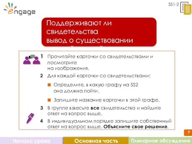 SS1-2 Начало урока Основная часть 1 Прочитайте карточки со свидетельствами и посмотрите