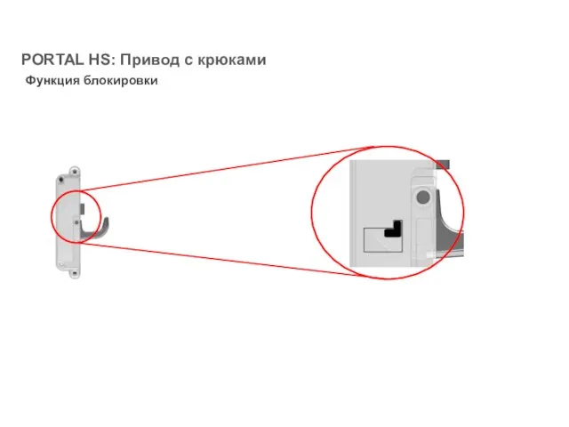 Функция блокировки PORTAL HS: Привод с крюками