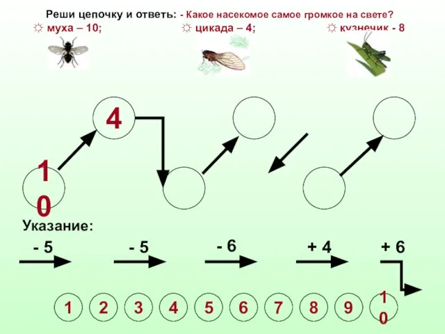 10 4 Указание: - 5 - 5 - 6 + 4 +