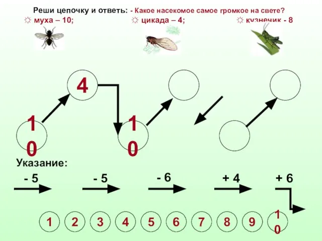 10 4 10 Указание: - 5 - 5 - 6 + 4