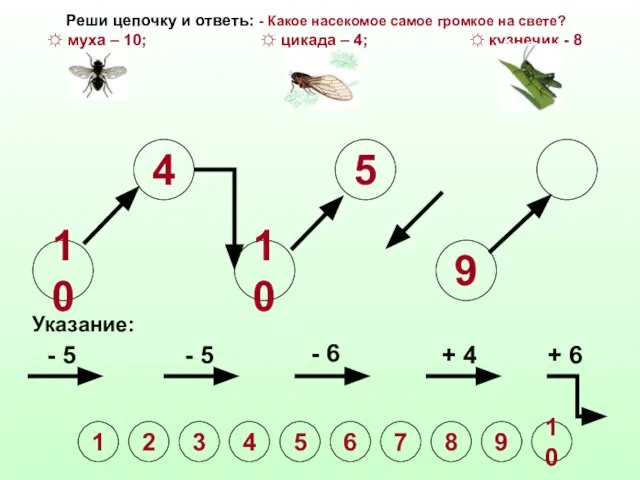 10 4 10 5 9 Указание: - 5 - 5 - 6