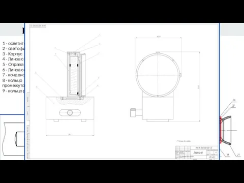 Конструкция 1 - осветитель 2 - светофильтр 3 - Корпус 4 -