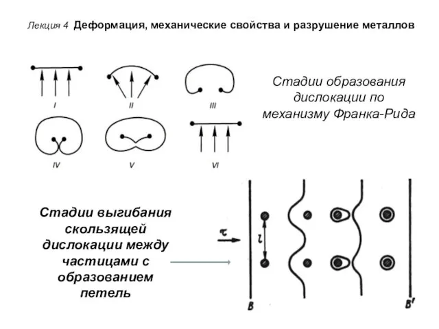 Лекция 4 Деформация, механические свойства и разрушение металлов Стадии образования дислокации по