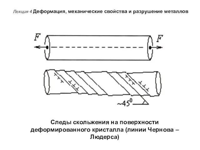 Лекция 4 Деформация, механические свойства и разрушение металлов Следы скольжения на поверхности