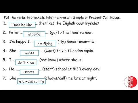 Put the verbs in brackets into the Present Simple or Present Continuous.
