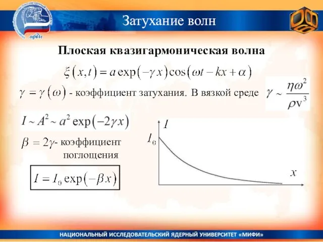 Затухание волн Плоская квазигармоническая волна