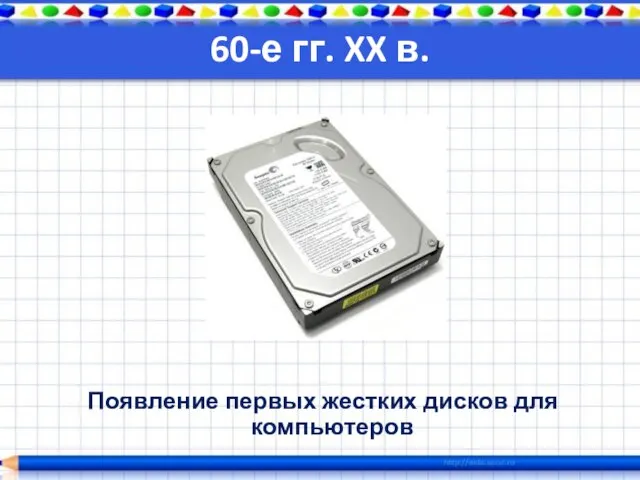 60-е гг. XX в. Появление первых жестких дисков для компьютеров