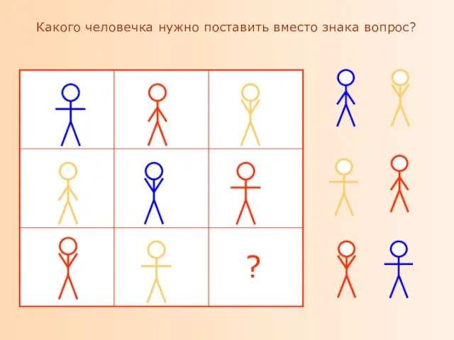 Какого человечка нужно поставить вместо знака вопрос? ?