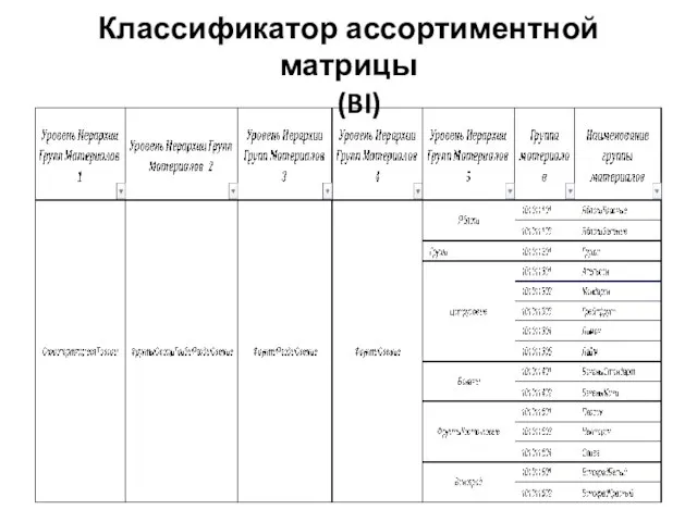 Классификатор ассортиментной матрицы (BI)