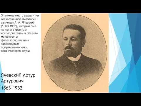 Ячевский Артур Артурович 1863-1932 Значимое место в развитии отечественной микологии занимает А.