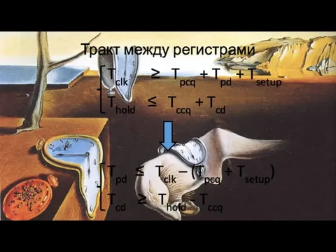 Тракт между регистрами Tclk ≥ Tpcq + Tpd + Tsetup Thold ≤