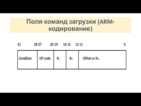 Поля команд загрузки (ARM-кодирование)