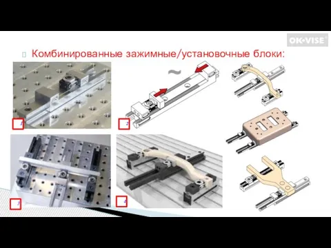 Комбинированные зажимные/установочные блоки: 1 2 3 4