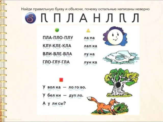 Найди правильную букву и объясни, почему остальные написаны неверно