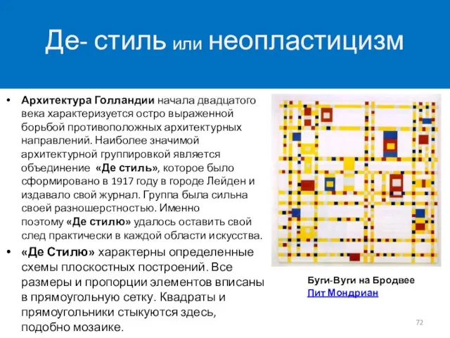 Архитектура Голландии начала двадцатого века характеризуется остро выраженной борьбой противоположных архитектурных направлений.