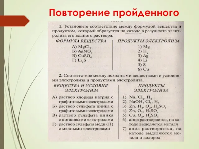 Повторение пройденного