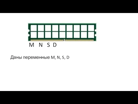 M N S D Даны переменные M, N, S, D