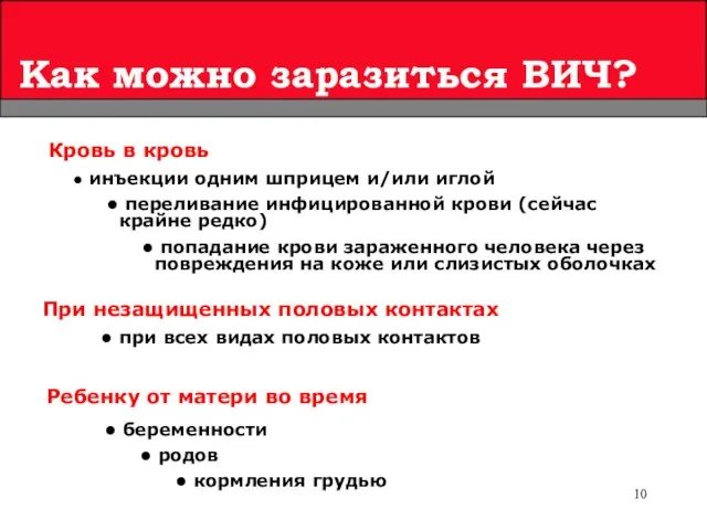 Как можно заразиться ВИЧ? Ребенку от матери во время беременности родов кормления