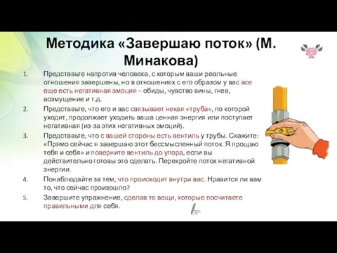 Методика «Завершаю поток» (М.Минакова) Представьте напротив человека, с которым ваши реальные отношения