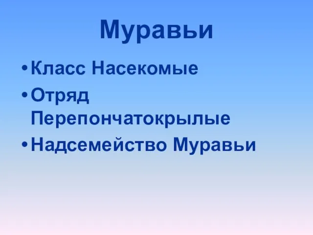 Муравьи Класс Насекомые Отряд Перепончатокрылые Надсемейство Муравьи