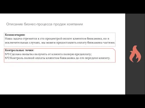 Описание бизнес-процесса продаж компании Комментарии: Наша задача стремится к сто процентрой оплате