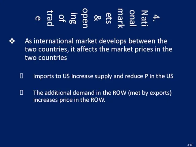 4. National markets & opening of trade As international market develops between