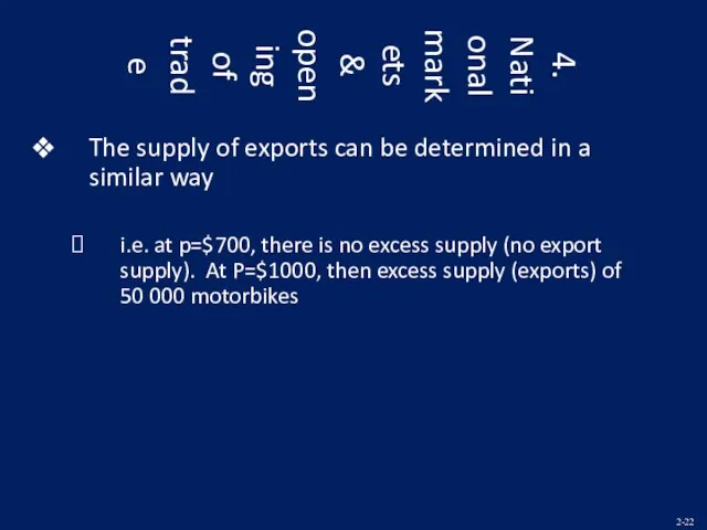 4. National markets & opening of trade The supply of exports can