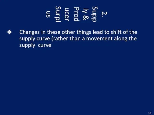 2. Supply & Producer Surplus Changes in these other things lead to