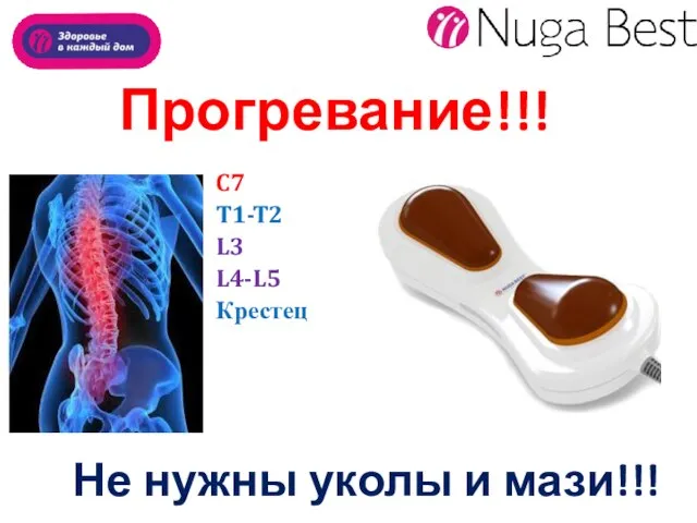 Прогревание!!! C7 T1-T2 L3 L4-L5 Крестец Не нужны уколы и мази!!! Прогревание 50-55 °С