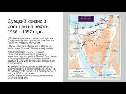 Суэцкий кризис и рост цен на нефть. 1956 – 1957 годы Причина