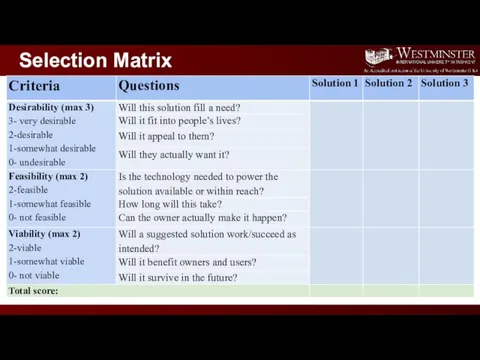 Selection Matrix